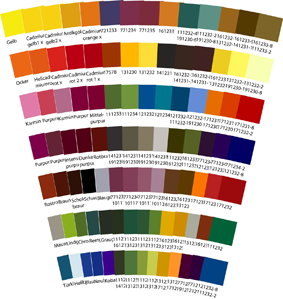 Farbpalette f&uuml;r Druckfarben