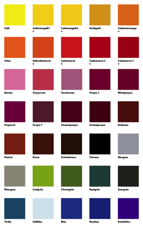 Farbpalette f&uuml;r Druckfarben
